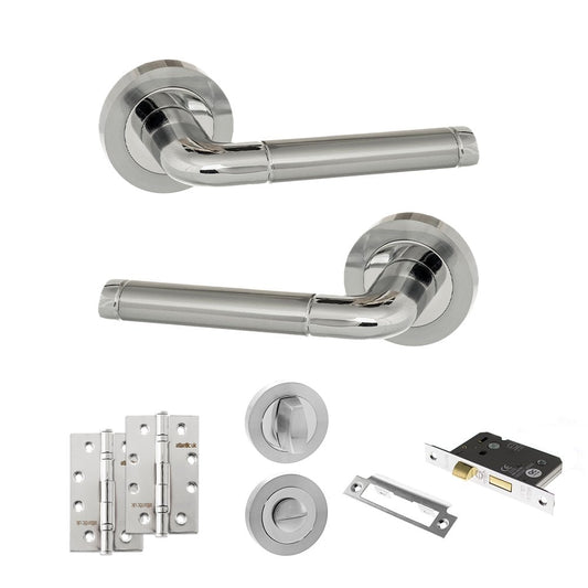Atlantic UK Hardware Eco Ocean on Round Rose 2.5" Bathroom Set 4" Slim Knuckle Hinges x2 ADPECO40SCPC12