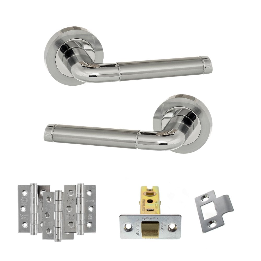 Atlantic UK Hardware Eco Ocean on Round Rose 2.5" Latch Set 3" Grade 7 Hinges x3 ADPECO40SCPC1