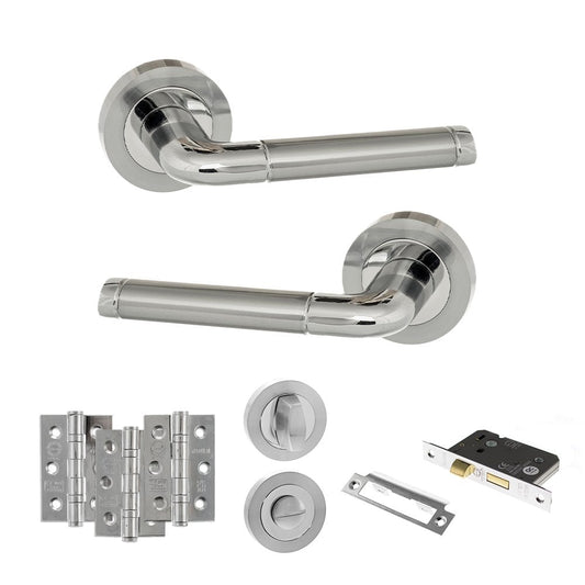 Atlantic UK Hardware Eco Ocean on Round Rose 3" Bathroom Set 3" Grade 7 Hinges x3 ADPECO40SCPC9