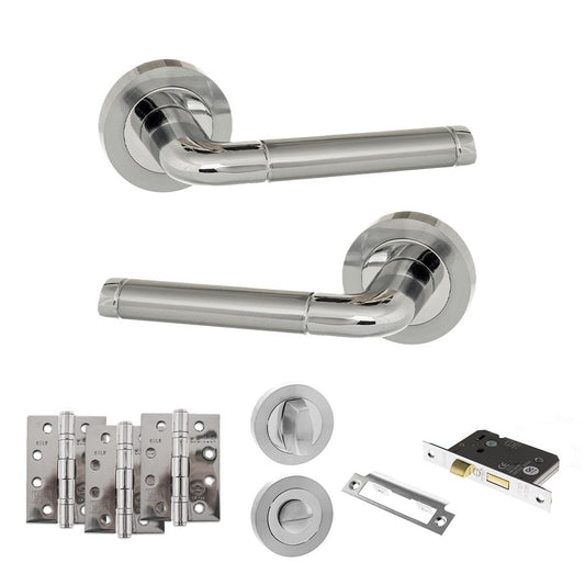 Atlantic UK Hardware Eco Ocean on Round Rose 3" Bathroom Set 4" Grade 13 Hinges x3 ADPECO40SCPC11