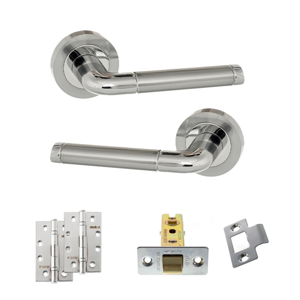 Atlantic UK Hardware Eco Ocean on Round Rose 3" Latch Set 4" Slim Knuckle Hinges x2 ADPECO40SCPC6