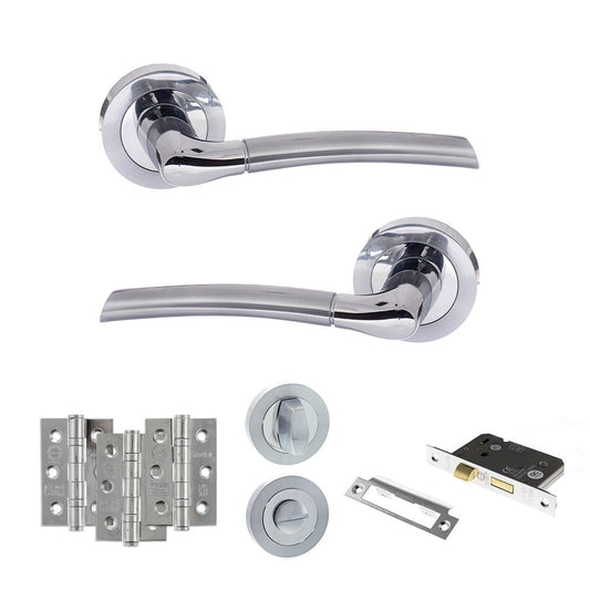 Atlantic UK Hardware Eco Swell on Round Rose 2.5" Bathroom Set 3" Grade 7 Hinges x3 ADPECO10SCPC8