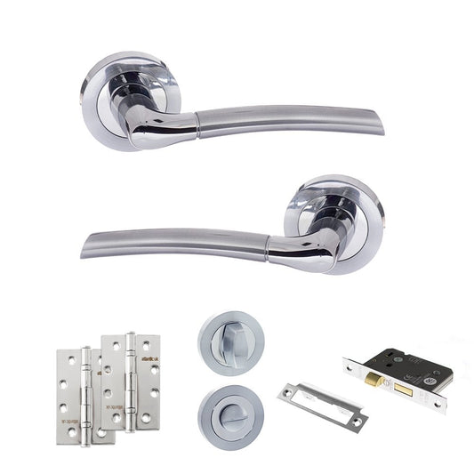Atlantic UK Hardware Eco Swell on Round Rose 2.5" Bathroom Set 4" Slim Knuckle Hinges x2 ADPECO10SCPC12