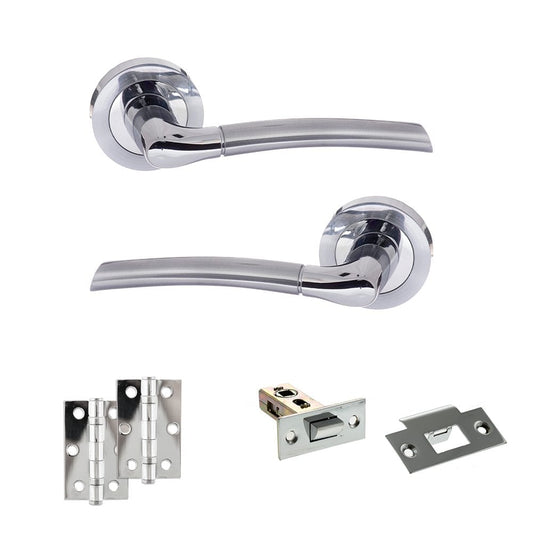 Atlantic UK Hardware Eco Swell on Round Rose 2.5" Latch Set 3" Ungraded Hinges x2 ADPECO10SCPC7