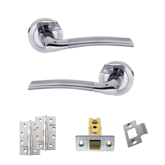 Atlantic UK Hardware Eco Swell on Round Rose 2.5" Latch Set 4" Slim Knuckle Hinges x2 ADPECO10SCPC5