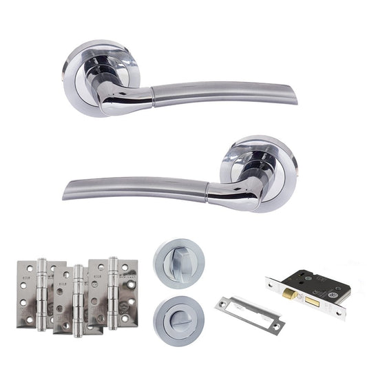 Atlantic UK Hardware Eco Swell on Round Rose 3" Bathroom Set 4" Grade 13 Hinges x3 ADPECO10SCPC11