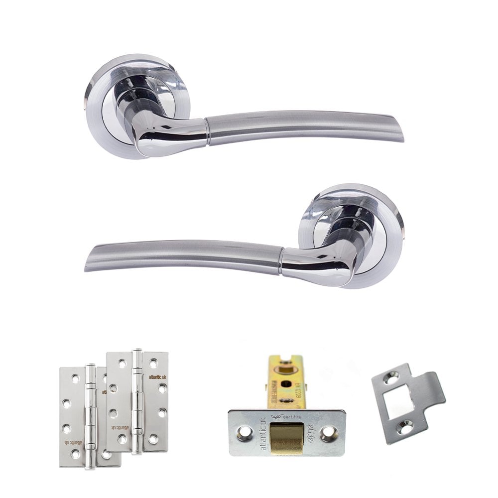 Atlantic UK Hardware Eco Swell on Round Rose 3" Latch Set 4" Slim Knuckle Hinges x2 ADPECO10SCPC6