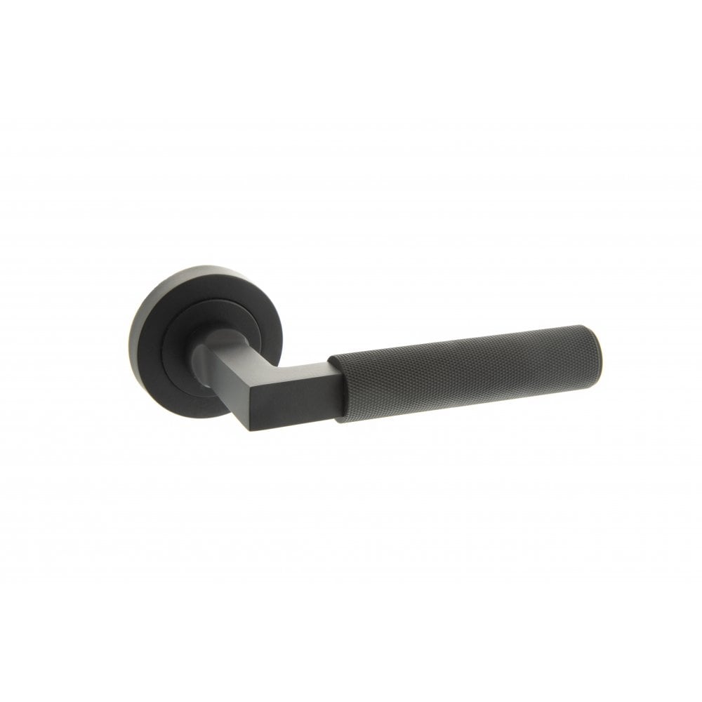 Atlantic UK Hardware Matt Black Cartwright Designer Lever on Round Rose MHR200MB