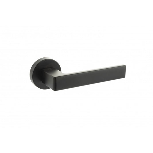 Atlantic UK Hardware Matt Black CleanTouch Anti-Bac Forme Asti Designer Lever on Minimal Round Rose CTFMR254MB