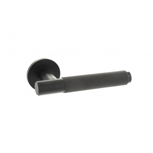 Atlantic UK Hardware Matt Black Crompton Designer Lever on 5mm Slimline Round Rose MHSR100MB