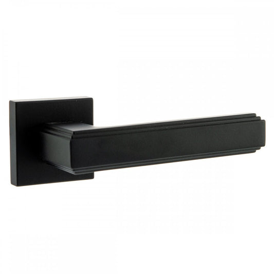 Atlantic UK Hardware Matt Black Forme Alila Designer Lever on Minimal Square Rose FMS293MB