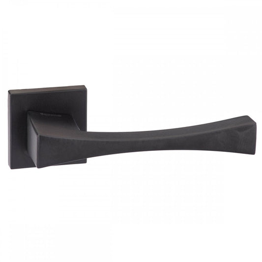 Atlantic UK Hardware Matt Black Forme Artemide Designer Lever on Minimal Square Rose FMS213MB
