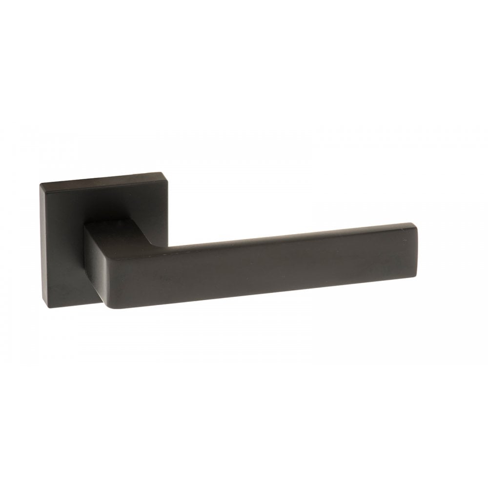 Atlantic UK Hardware Matt Black Forme Asti Designer Lever on Minimal Square Rose FMS254MB