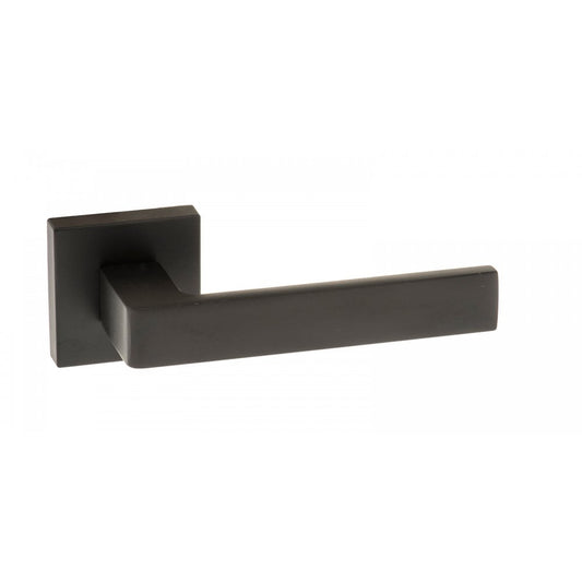 Atlantic UK Hardware Matt Black Forme Asti Designer Lever on Minimal Square Rose FMS254MB