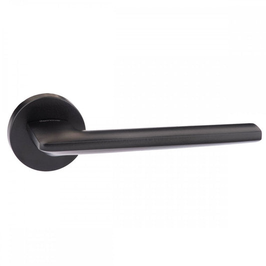 Atlantic UK Hardware Matt Black Forme Boston Designer Lever on Minimal Round Rose FMR422MB