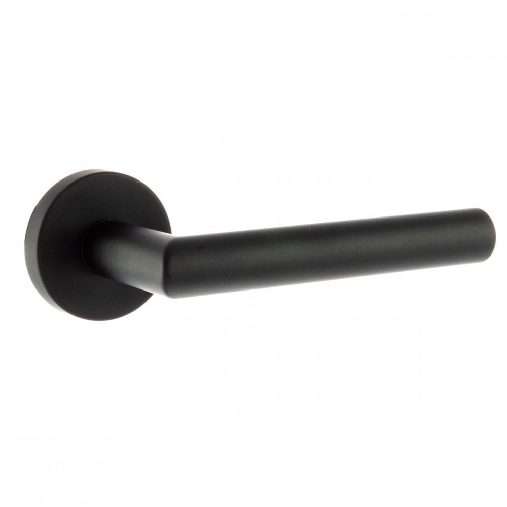 Atlantic UK Hardware Matt Black Forme Elle Designer Lever on Minimal Round Rose FMR236MB