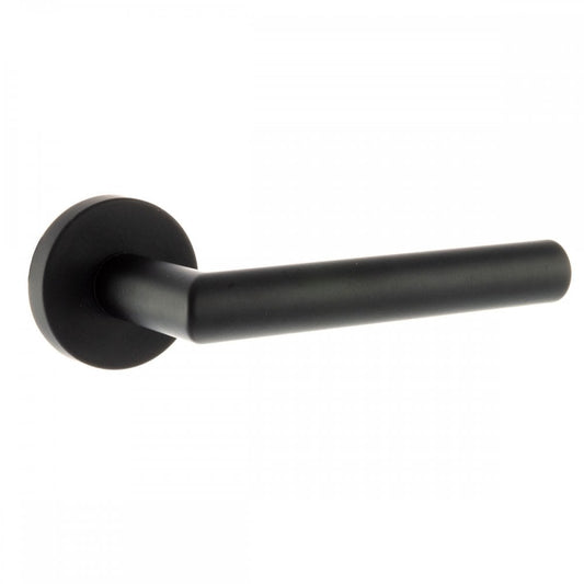 Atlantic UK Hardware Matt Black Forme Elle Designer Lever on Minimal Round Rose FMR236MB