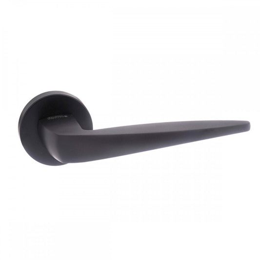 Atlantic UK Hardware Matt Black Forme Foglia Designer Lever on Minimal Round Rose FMR272MB