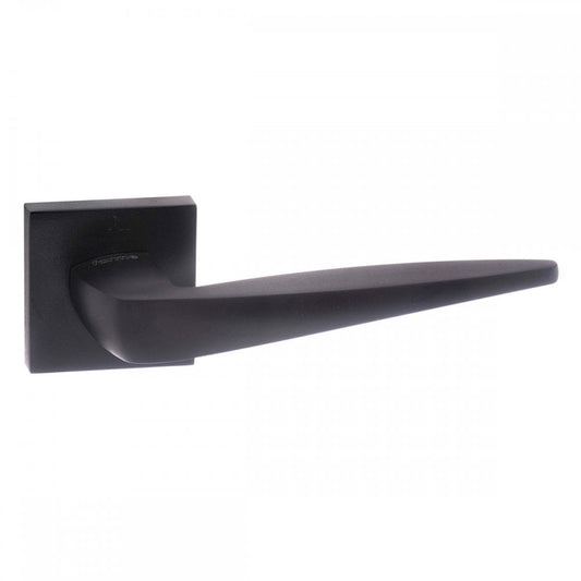 Atlantic UK Hardware Matt Black Forme Foglia Designer Lever on Minimal Square Rose FMS272MB