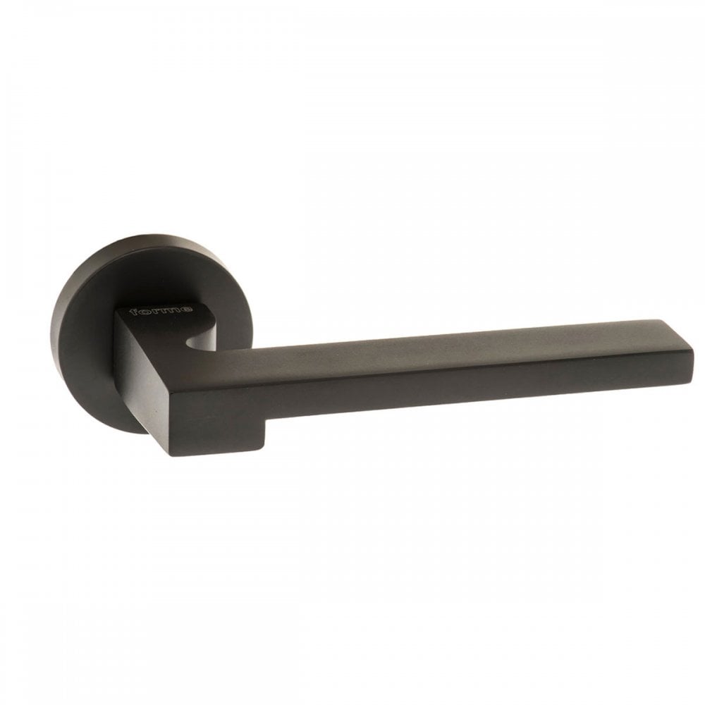 Atlantic UK Hardware Matt Black Forme Ginevra Designer Lever on Minimal Round Rose FMR430MB