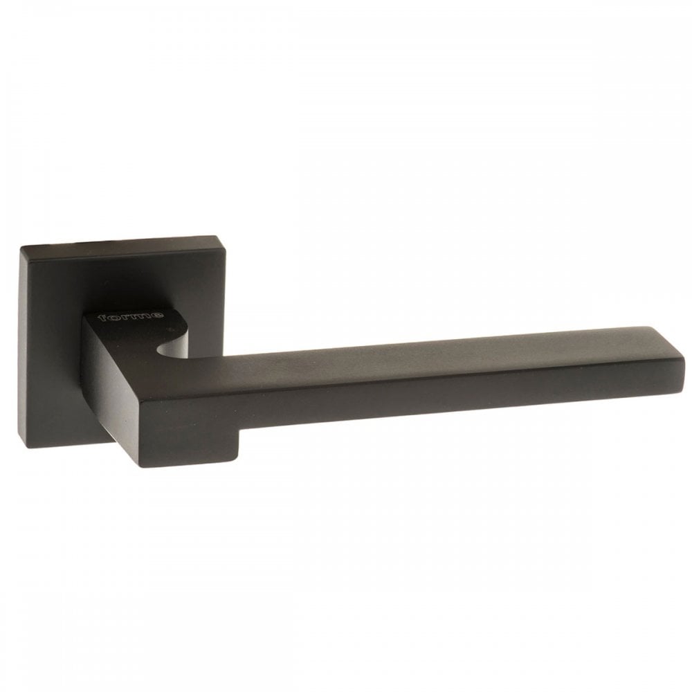 Atlantic UK Hardware Matt Black Forme Ginevra Designer Lever on Minimal Square Rose FMS430MB