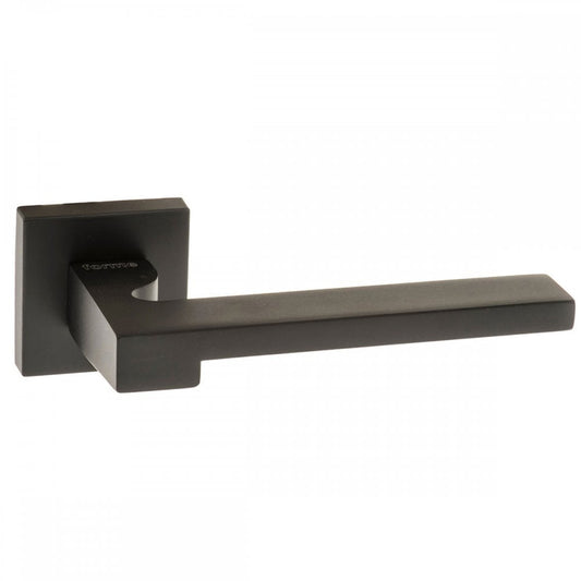 Atlantic UK Hardware Matt Black Forme Ginevra Designer Lever on Minimal Square Rose FMS430MB