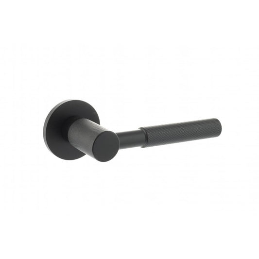Atlantic UK Hardware Matt Black Mason Designer Lever on 5mm Slimline Round Rose MHSR500MB