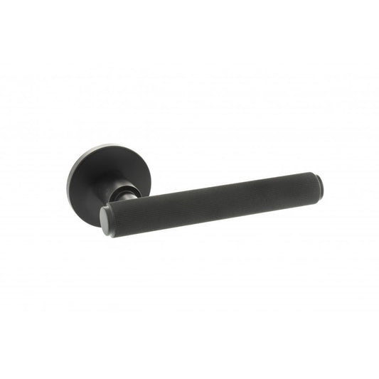 Atlantic UK Hardware Matt Black Stephenson Designer Lever on 5mm Slimline Round Rose MHSR250MB