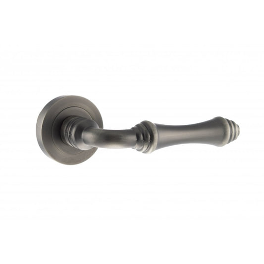 Atlantic UK Hardware Matt Gun Metal Old English Durham Lever on Round Rose OE127MBN