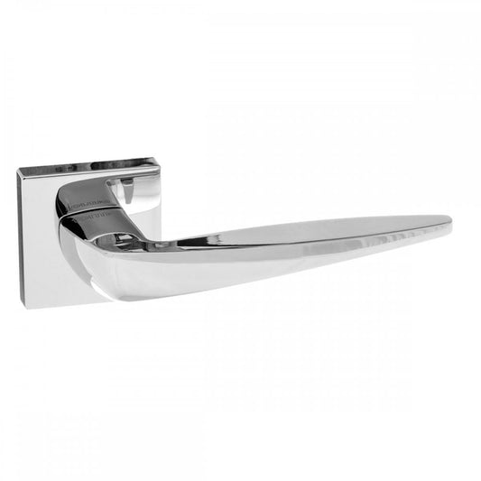 Atlantic UK Hardware Polished Chrome Forme Foglia Designer Lever on Minimal Square Rose FMS272PC