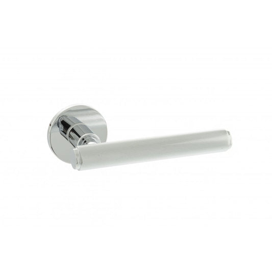 Atlantic UK Hardware Polished Chrome Stephenson Designer Lever on 5mm Slimline Round Rose MHSR250PC