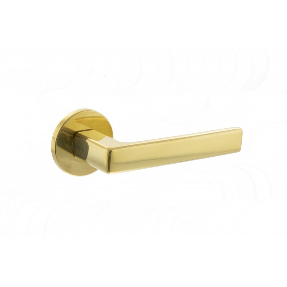Atlantic UK Hardware Raw Brass Tupai Exclusivo 5S Line Portel Designer Lever on 5mm Slimline Round Rose XT3095R5SRB