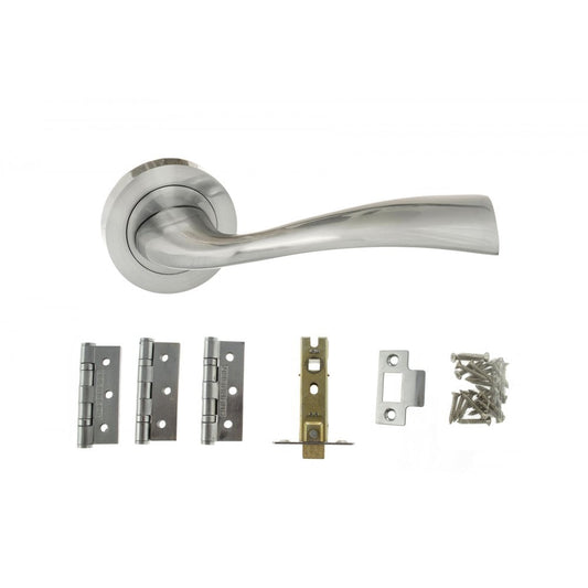 Atlantic UK Hardware Satin Chrome Atlantic Wave Dorpac (3″ Latch + 3″x2″ Hinges x3) ADPBECO30SC3