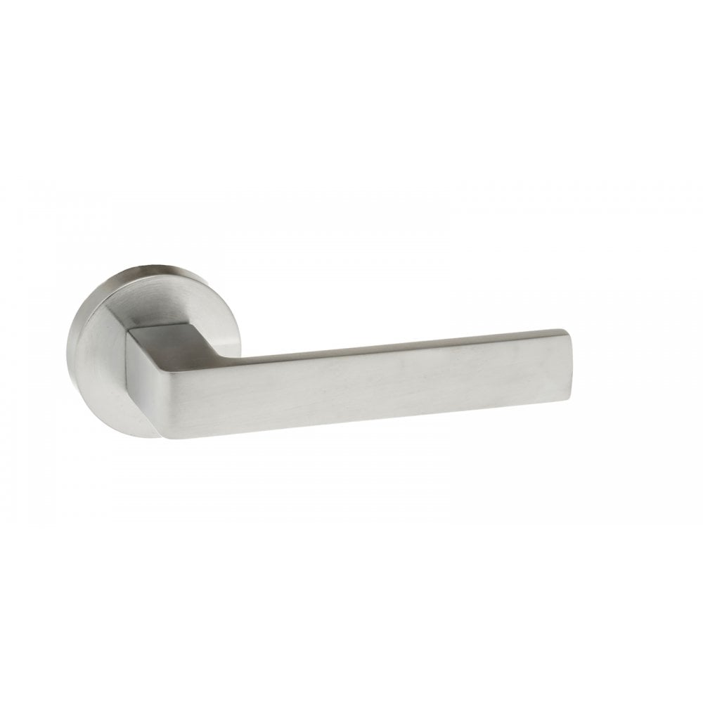 Atlantic UK Hardware Satin Chrome Forme Asti Designer Lever on Minimal Round Rose FMR254SC