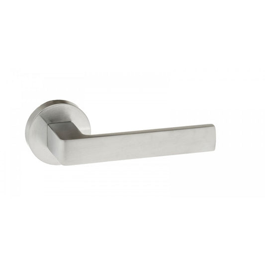 Atlantic UK Hardware Satin Chrome Forme Asti Designer Lever on Minimal Round Rose FMR254SC