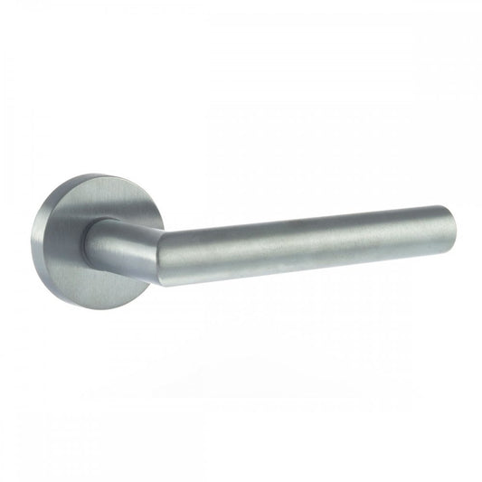 Atlantic UK Hardware Satin Chrome Forme Elle Designer Lever on Minimal Round Rose FMR236SC