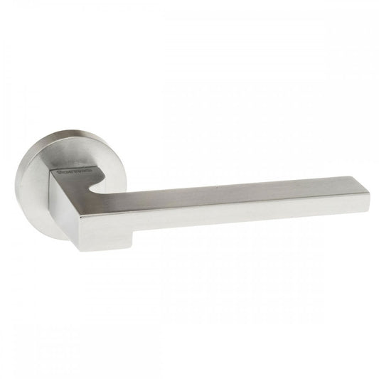 Atlantic UK Hardware Satin Chrome Forme Ginevra Designer Lever on Minimal Round Rose FMR430SC