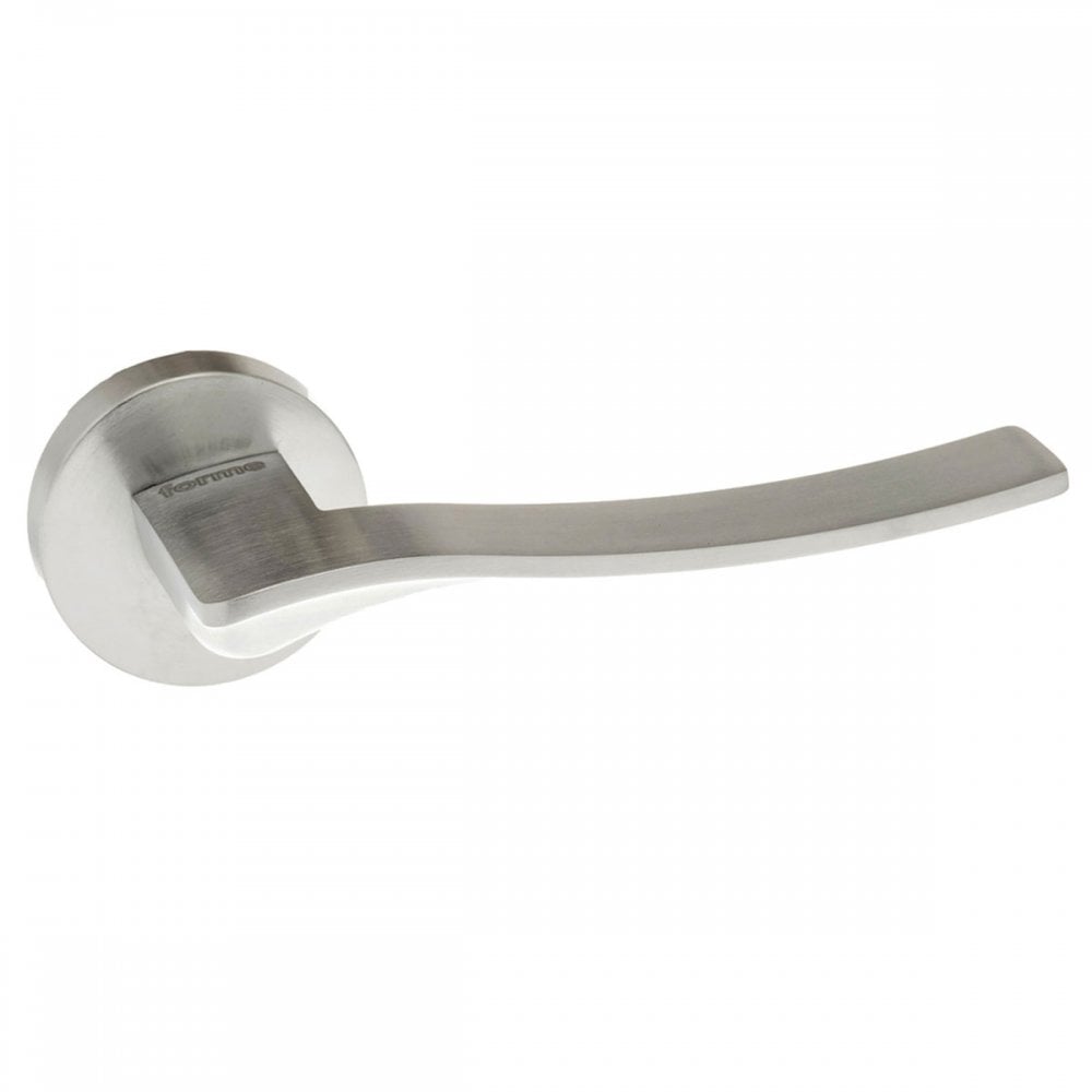 Atlantic UK Hardware Satin Chrome Forme Olimpia Designer Lever on Minimal Round Rose FMR280SC
