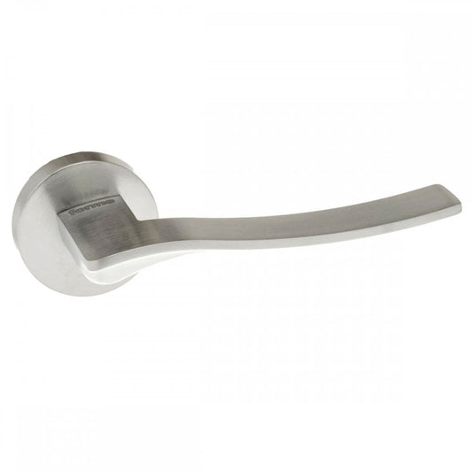 Atlantic UK Hardware Satin Chrome Forme Olimpia Designer Lever on Minimal Round Rose FMR280SC