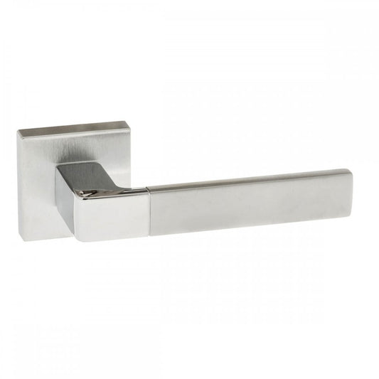 Atlantic UK Hardware Satin Chrome/Polished Chrome Forme Asti Designer Lever on Minimal Square Rose FMS255SCPC