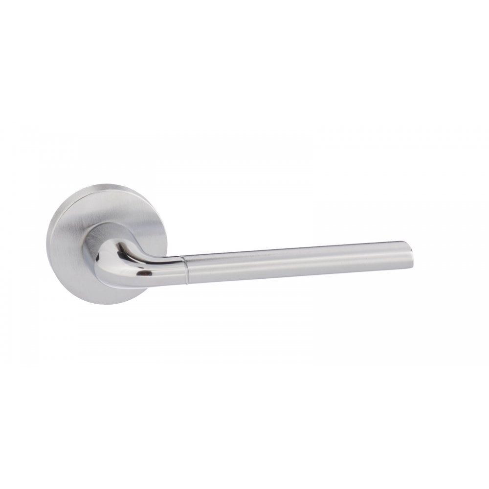 Atlantic UK Hardware Satin Chrome / Polished Chrome Forme Milly Designer Lever on Minimal Round Rose FMR158SCPC
