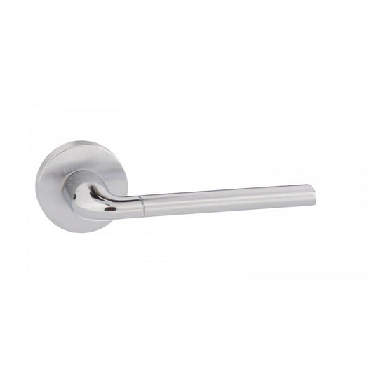 Atlantic UK Hardware Satin Chrome / Polished Chrome Forme Milly Designer Lever on Minimal Round Rose FMR158SCPC