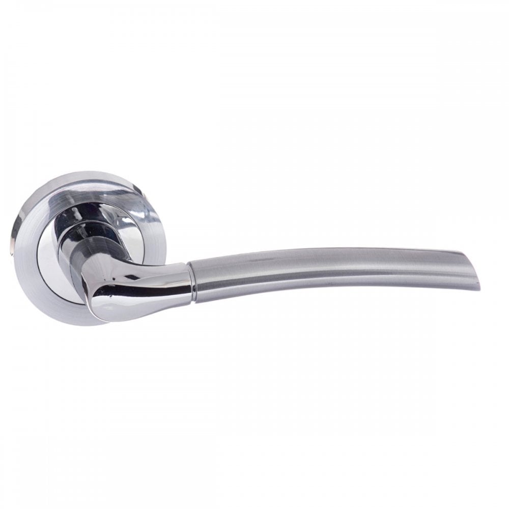 Atlantic UK Hardware Satin Chrome/Polished Chrome Indiana Lever on Round Rose S33RSCPC
