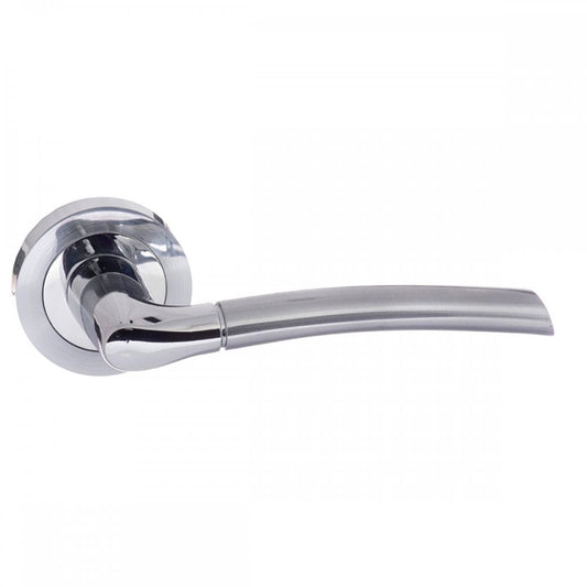 Atlantic UK Hardware Satin Chrome/Polished Chrome Indiana Lever on Round Rose S33RSCPC