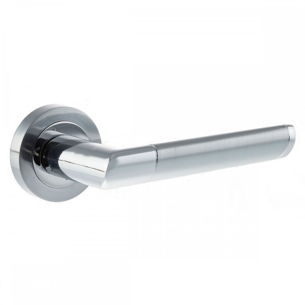 Atlantic UK Hardware Satin Chrome/Polished Chrome Mediterranean Santorini Lever on Round Rose M90SCPC