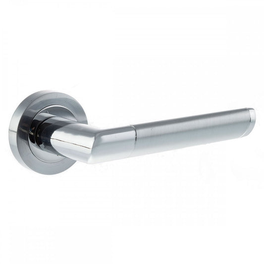 Atlantic UK Hardware Satin Chrome/Polished Chrome Mediterranean Santorini Lever on Round Rose M90SCPC