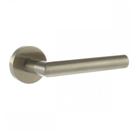 Atlantic UK Hardware Satin Nickel Forme Elle Designer Lever on Minimal Round Rose FMR236SN