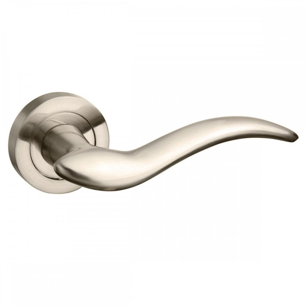 Atlantic UK Hardware Satin Nickel Mediterranean Barcelona Lever on Round Rose M86SN