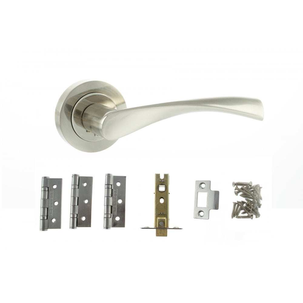 Atlantic UK Hardware Satin Nickel/Nickel Plate Atlantic Aqua Dorpac (3″ Latch + 3″x2″ Hinges x3) ADPECO20SNNP3