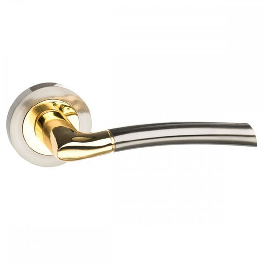 Atlantic UK Hardware Satin Nickel/Polished Brass Indiana Lever on Round Rose S33RSNBP